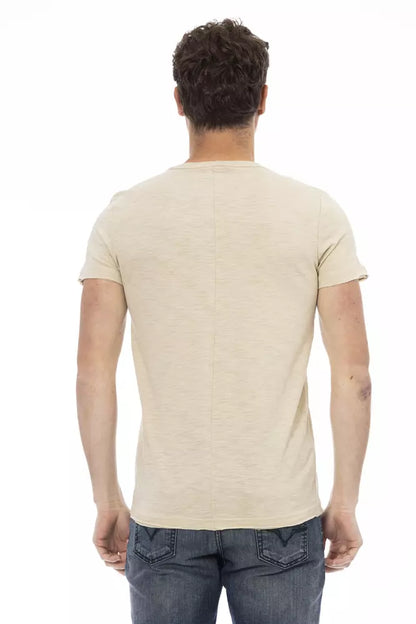 "Beige Cotton Men T-Shirt"