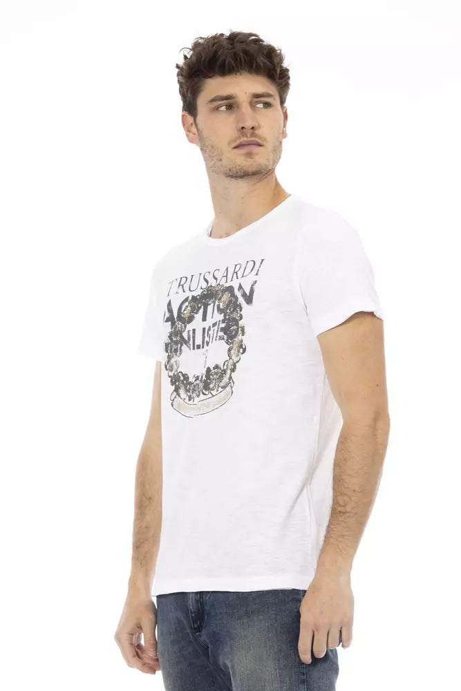 White Cotton Men T-Shirt