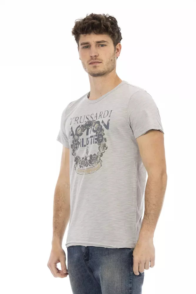 Gray Cotton Men T-Shirt