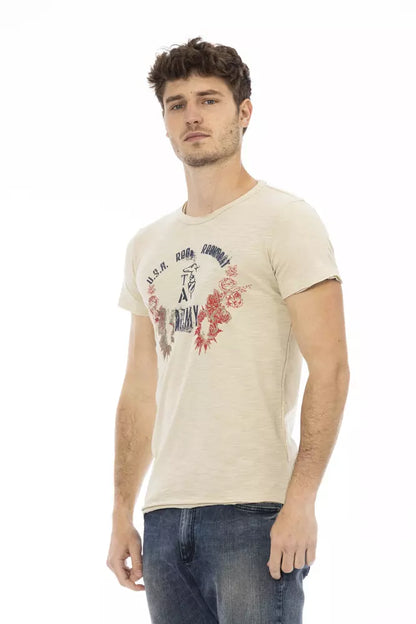 Beige Cotton Men T-Shirt