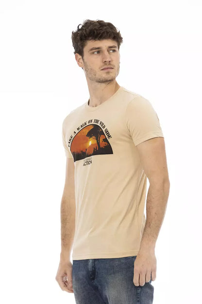 Beige Cotton Men T-Shirt