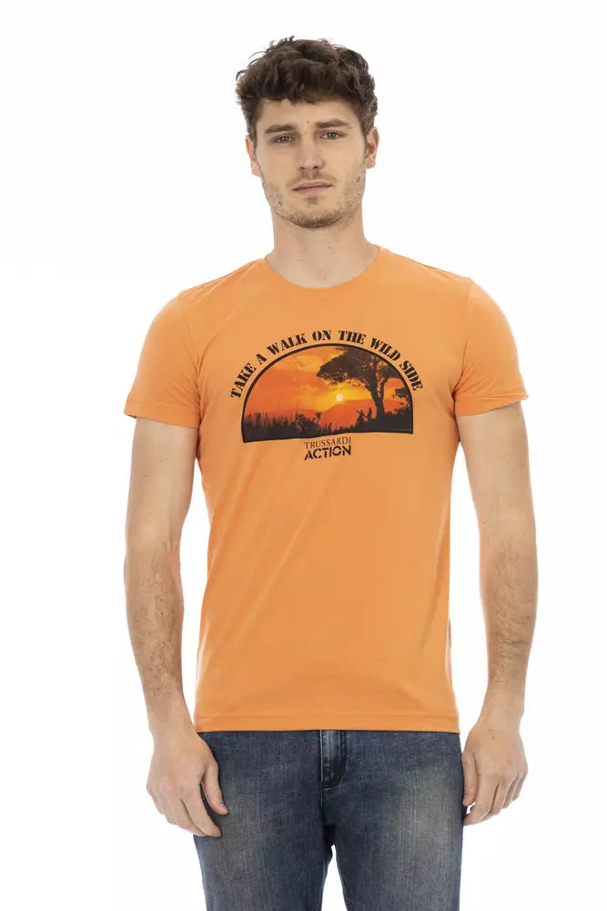 Orange Cotton Men T-Shirt