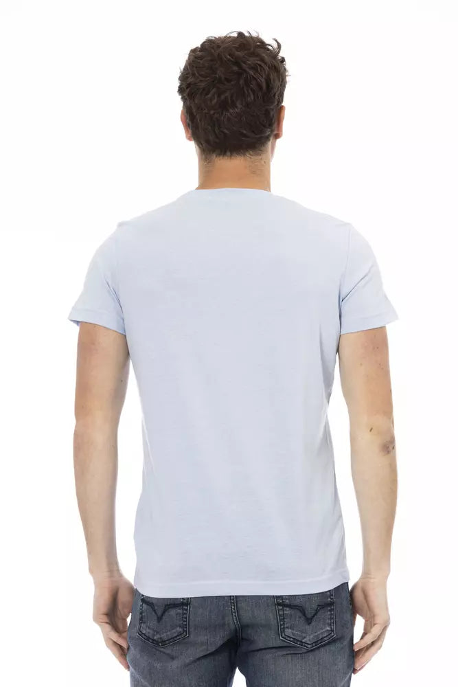 Light Blue Cotton Men T-Shirt