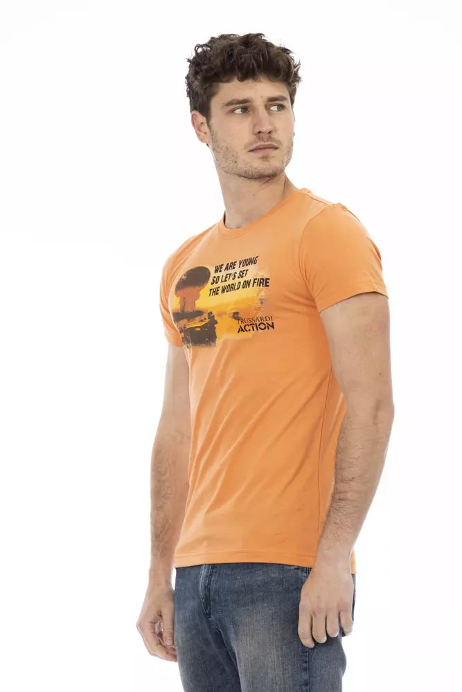 Orange Cotton Men T-Shirt