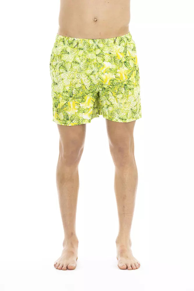 Green Polyester Men Swim Short