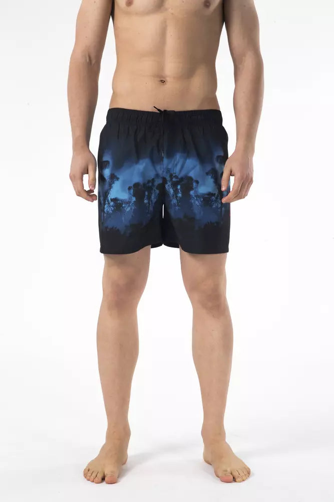 Black Polyester Men Swim Short