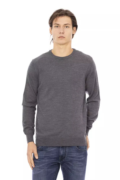 Gray Fabric Men Sweater