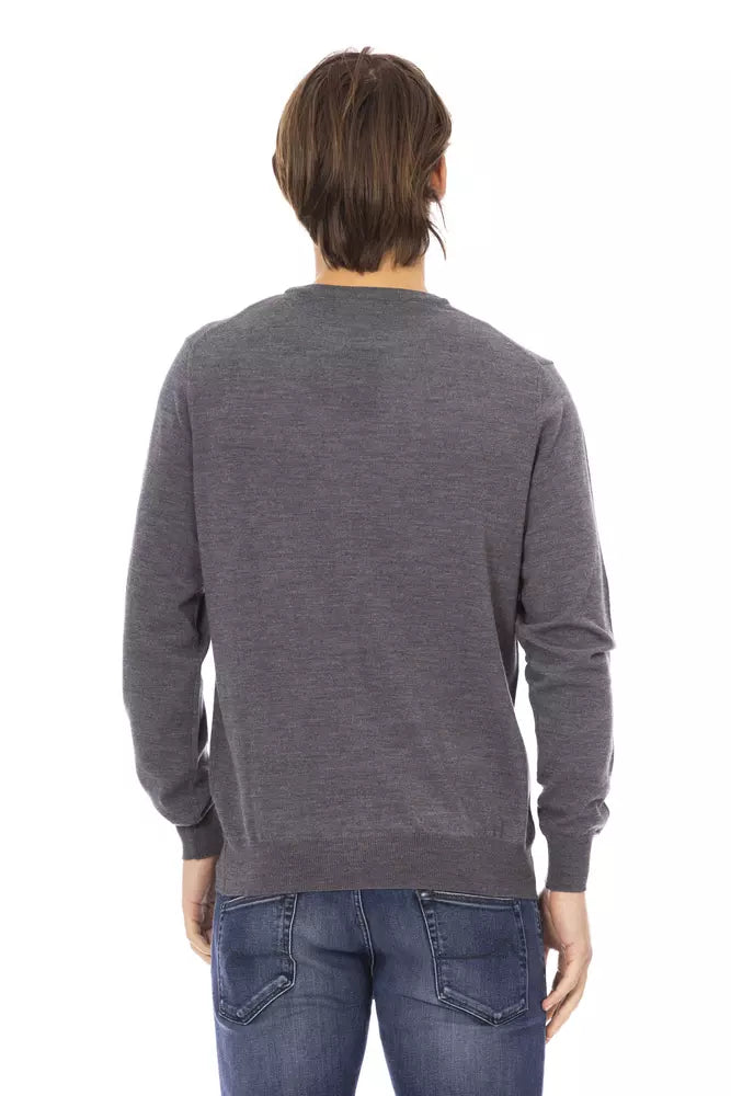 Gray Fabric Men Sweater