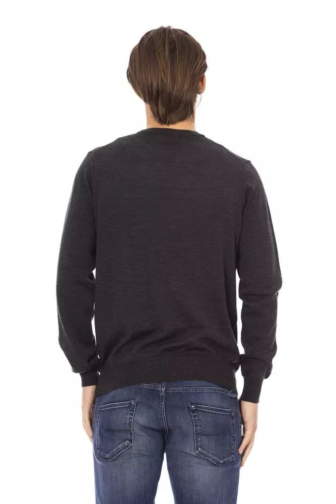 Gray Fabric Men Sweater