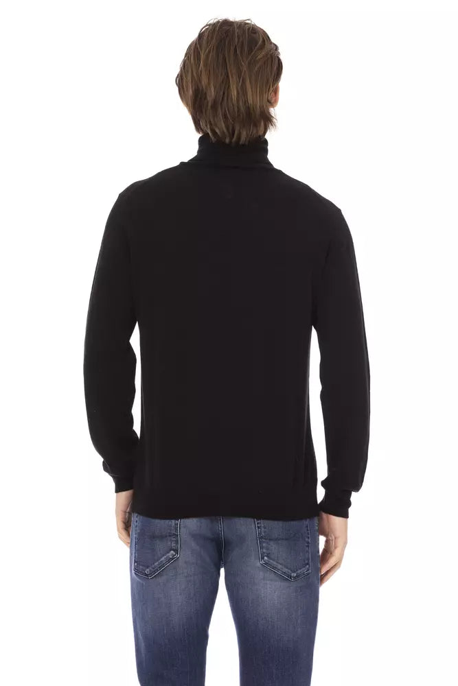 Black Fabric Men Sweater