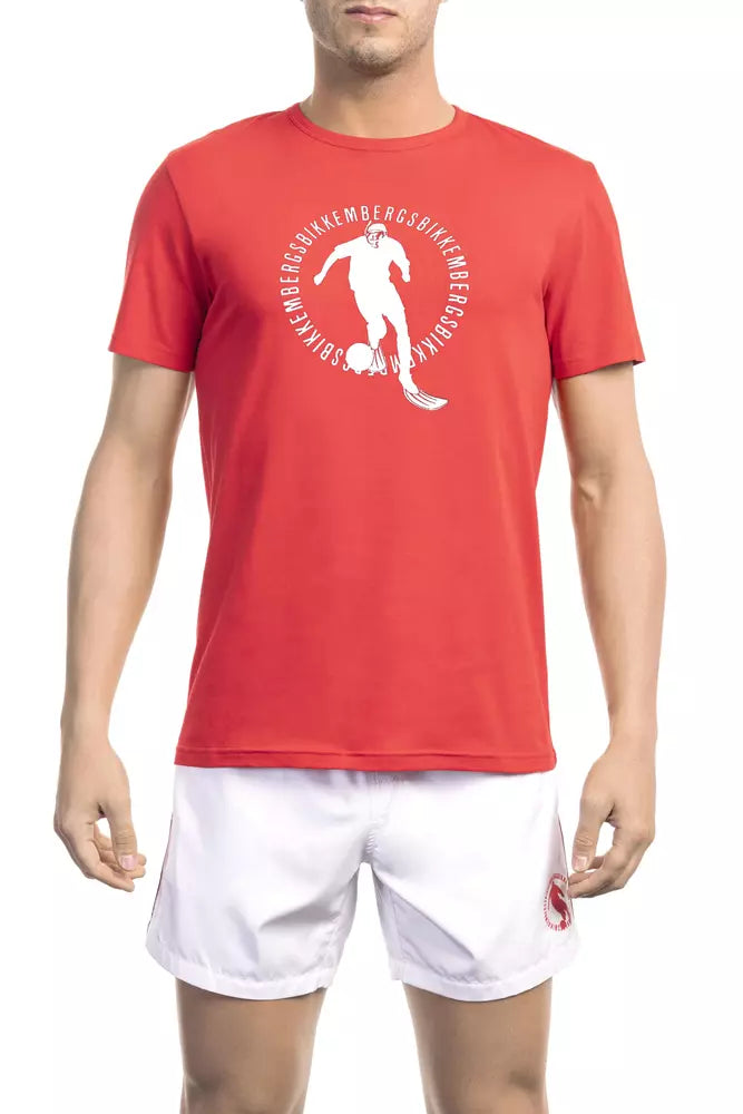 Red Cotton Men T-Shirt