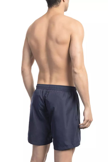 Blue Polyester Men Swim Short