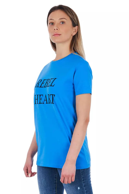 Light Blue Cotton Women T-Shirt