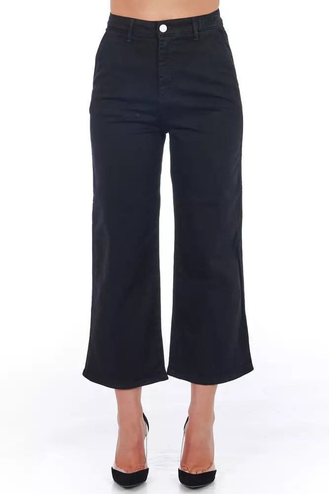 Black Cotton Women Cropped Trouser