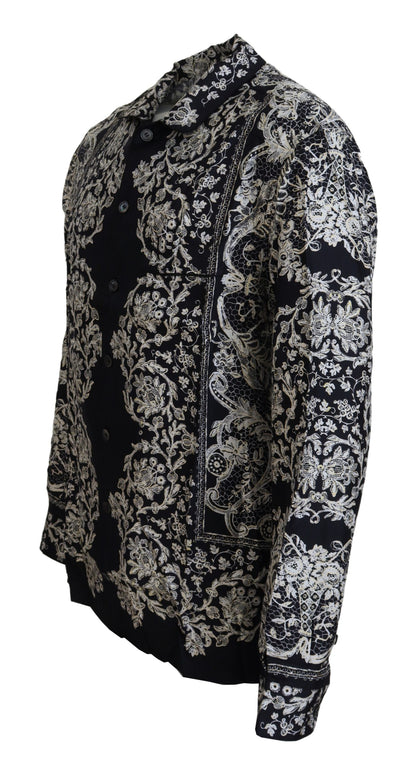 Elegant Satin Floral Baroque Shirt