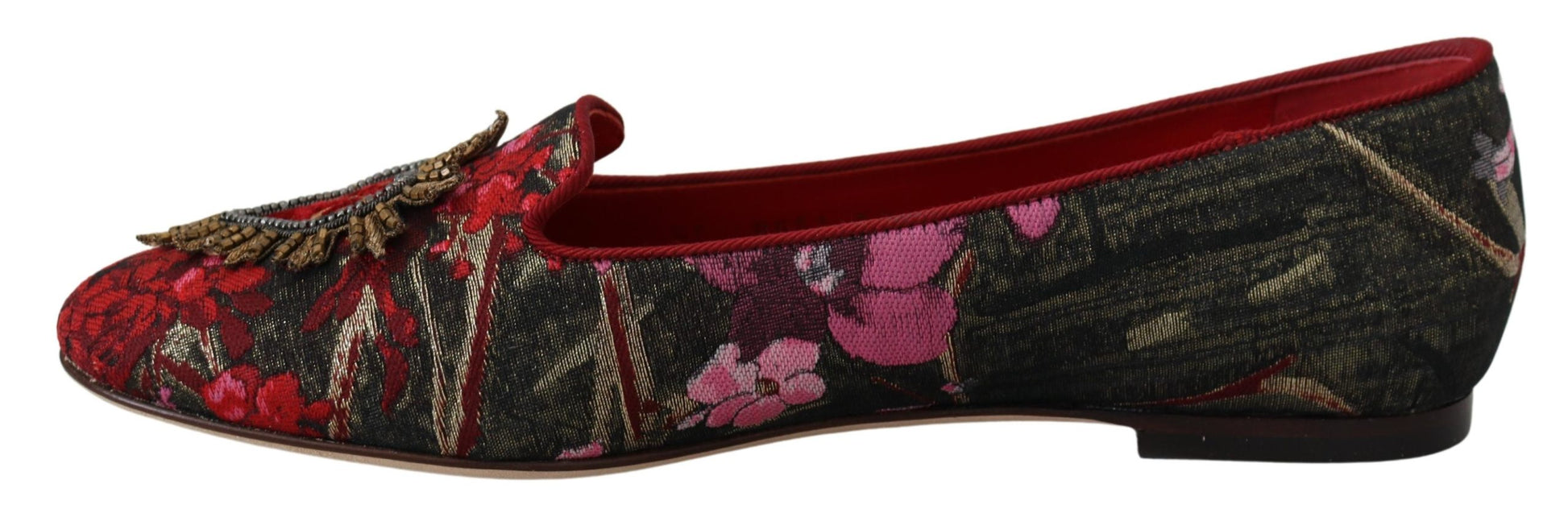 Multicolor Leather and Fabric Flats with Sacred Heart Patch