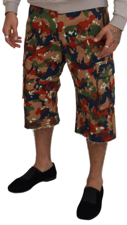 Italian Designer Multicolor Cargo Shorts