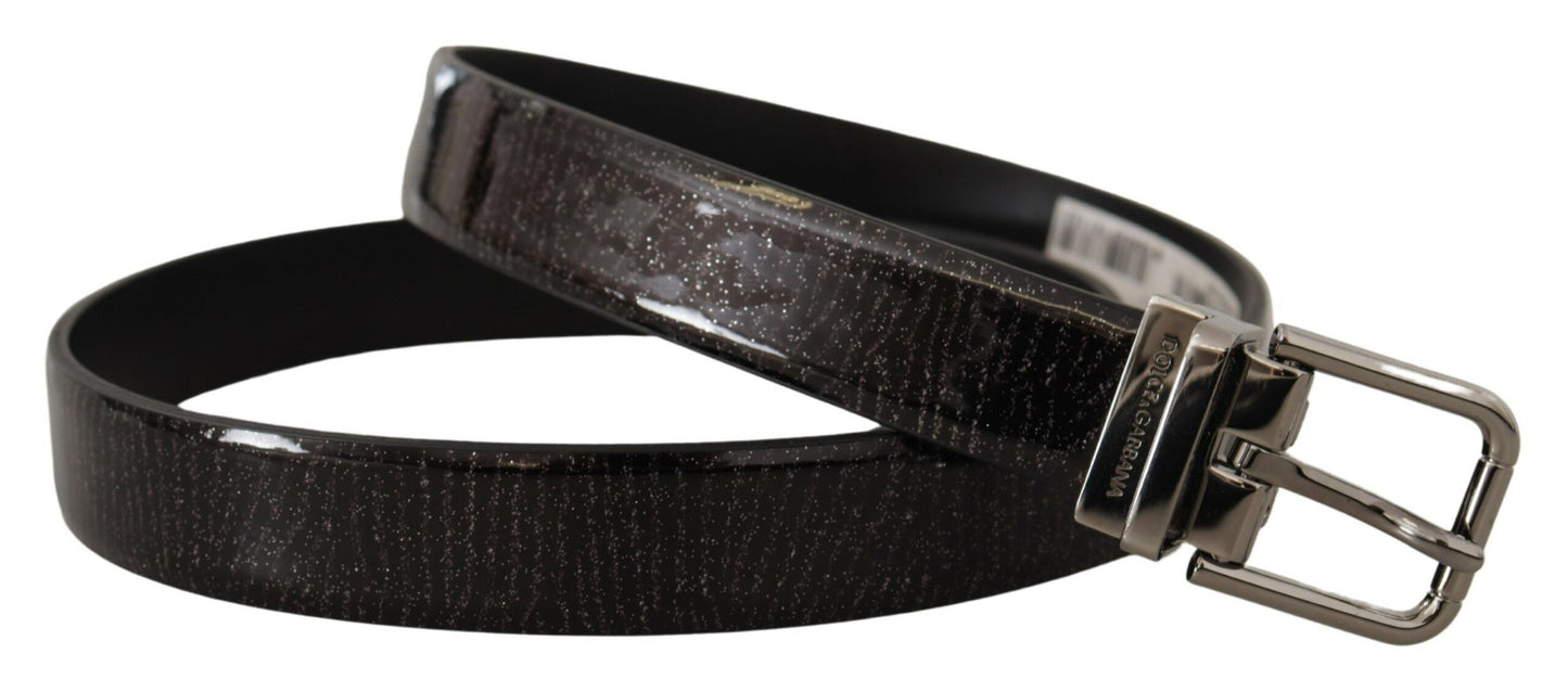 Elegant Black Leather Belt with Silver Buckle