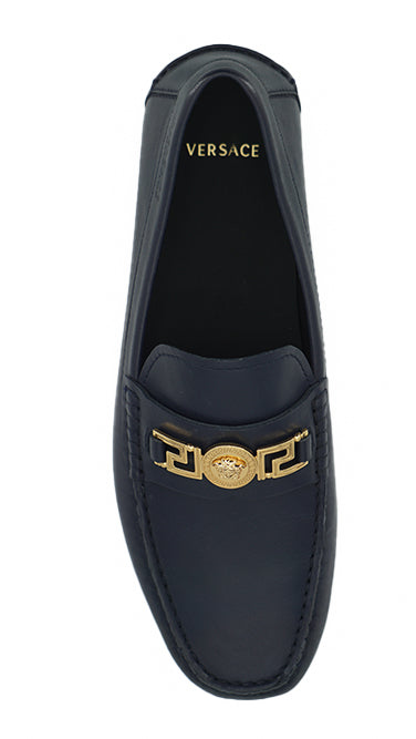 Elegant Navy Blue Calf Leather Loafers