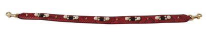 Elegant Red Python Leather Shoulder Strap