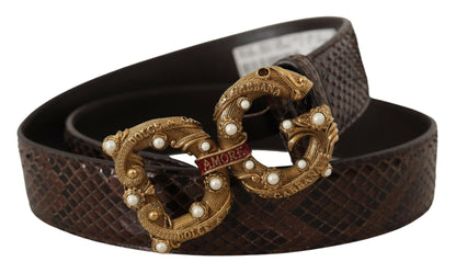 Elegant Snakeskin Leather Belt