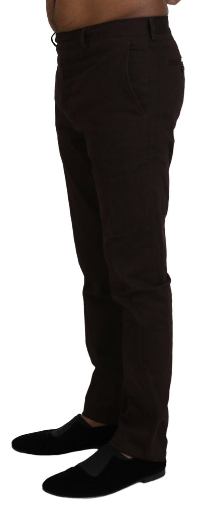 Elegant Brown Cotton Blend Trousers