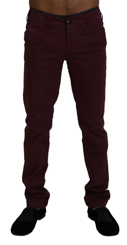 Maroon Skinny Fit Cotton Pants