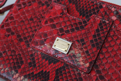 Elegant Red Leather Ayers Snake Clutch