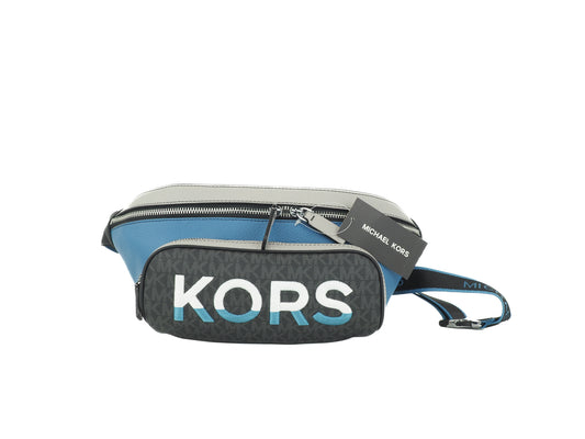 Cooper Large Blue Multi Leather Embroidered Logo Utility Belt Bag