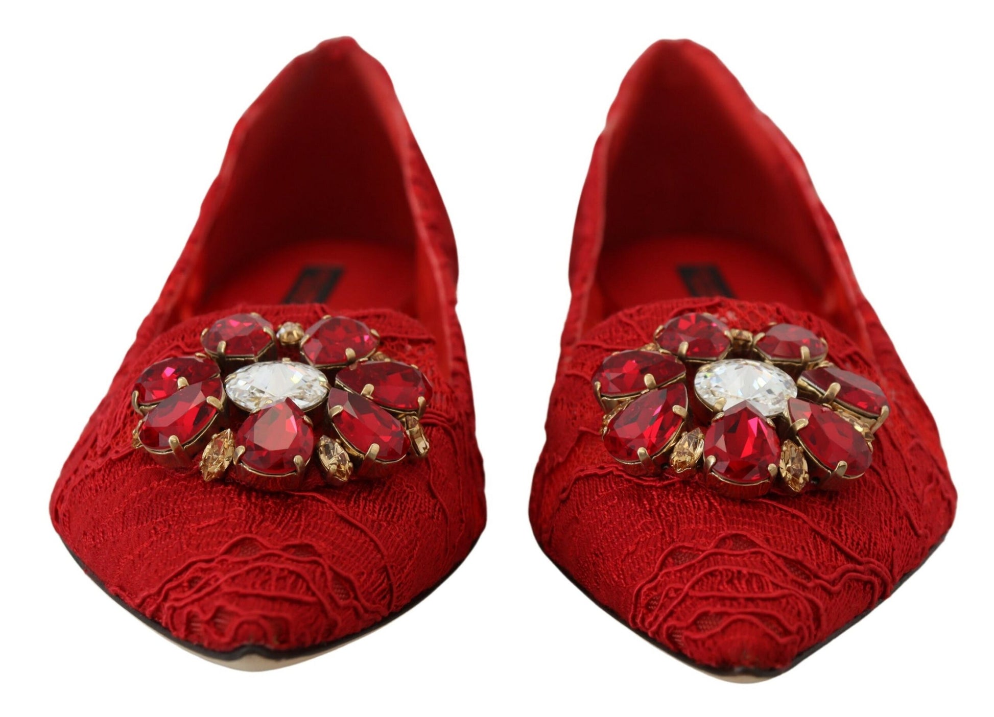 Red Crystal-Embellished Flats