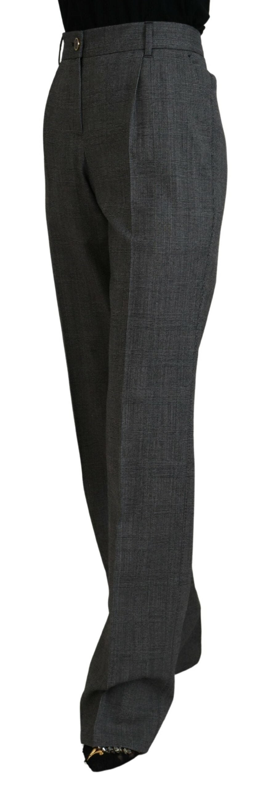 High-Waist Plaid Virgin Wool Pants