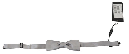 Elegant Gray Silk Bow Tie