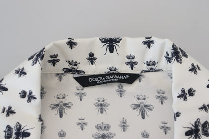 Elegant Silk Pajama Top with Crown Bee Print