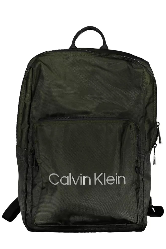 Green Polyester Men Backpack