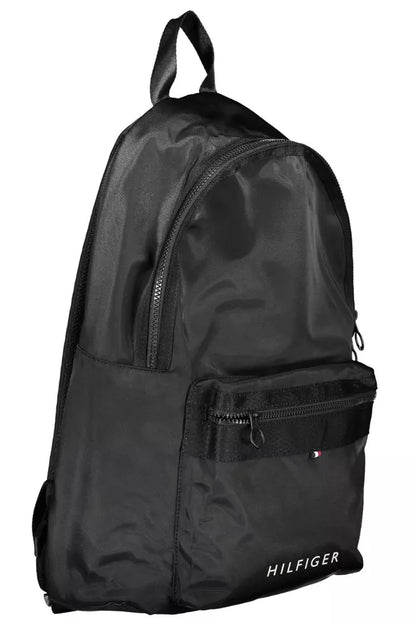 Black Polyester Men Backpack