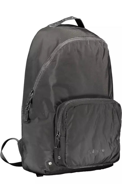 Black Polyester Men Backpack