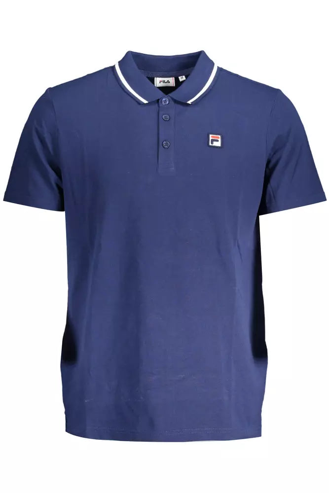 Blue Cotton Men Polo Shirt