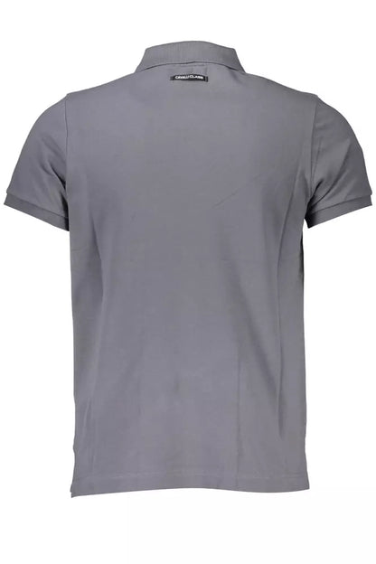 Gray Cotton Men Polo Shirt