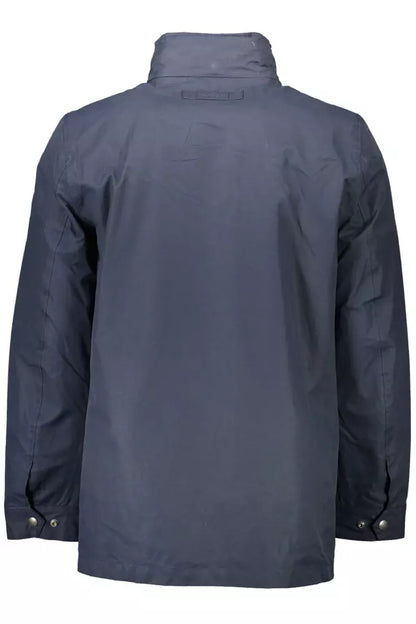 Blue Polyester Men Jacket