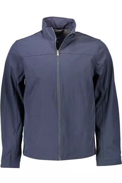 Blue Polyester Men Jacket