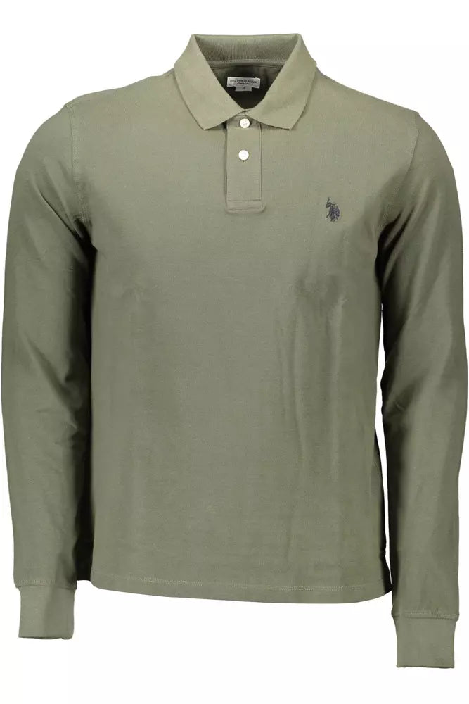 Green Cotton Men Polo Shirt