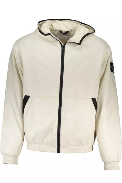 Beige Polyester Men Jacket