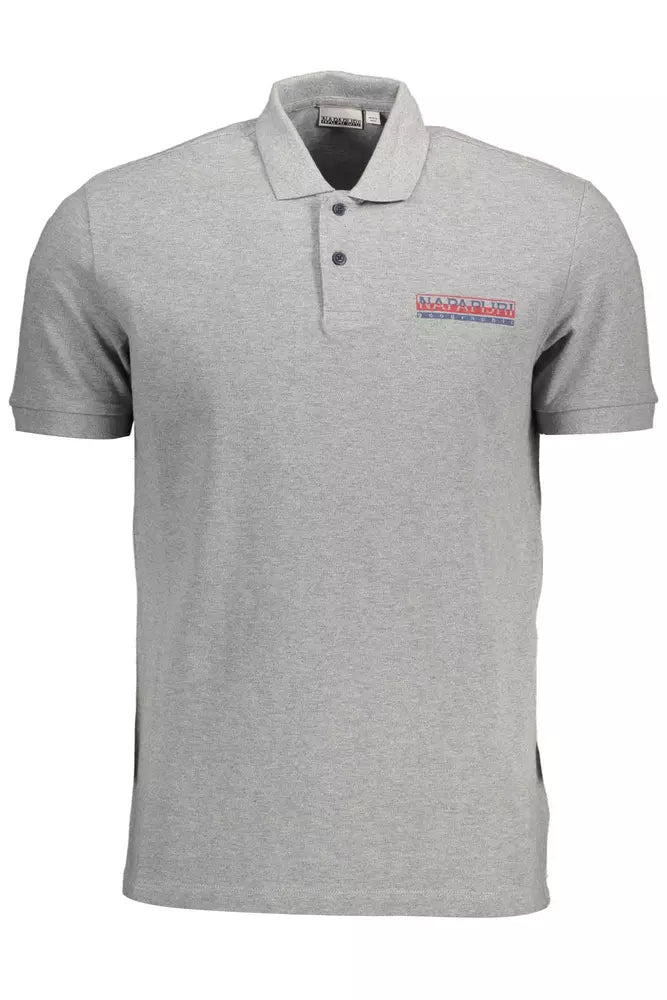 Gray Cotton Men Polo Shirt