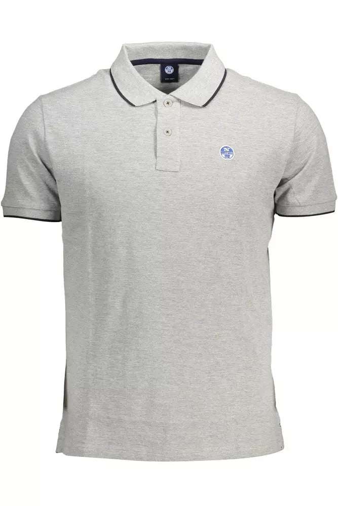 Gray Cotton Men Polo Shirt