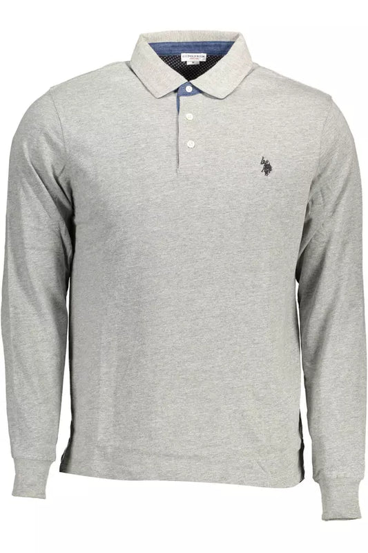 Gray Cotton Men Polo Shirt