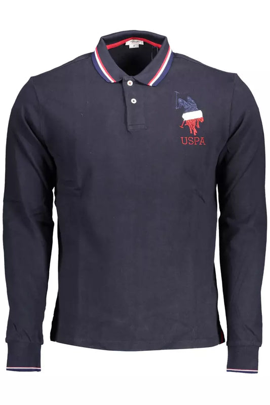 Blue Cotton Men Polo Shirt