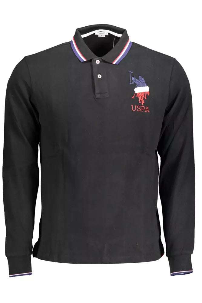 Black Cotton Men Polo Shirt