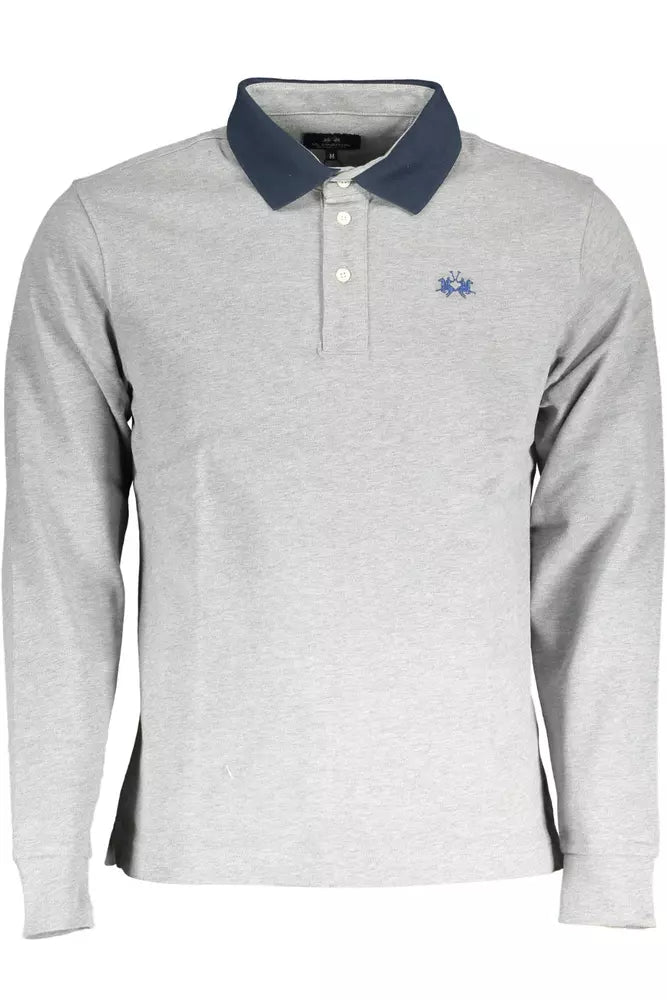 Gray Cotton Men Polo Shirt