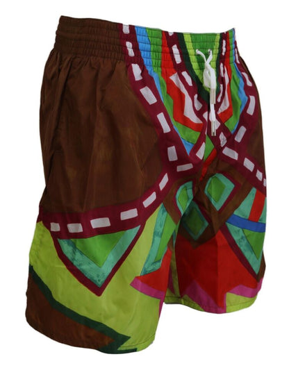 Multicolor Print Swim Shorts Boxer Style