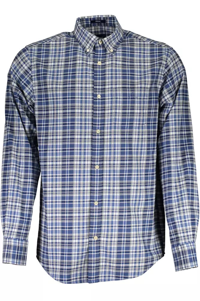 Blue Cotton Men Shirt